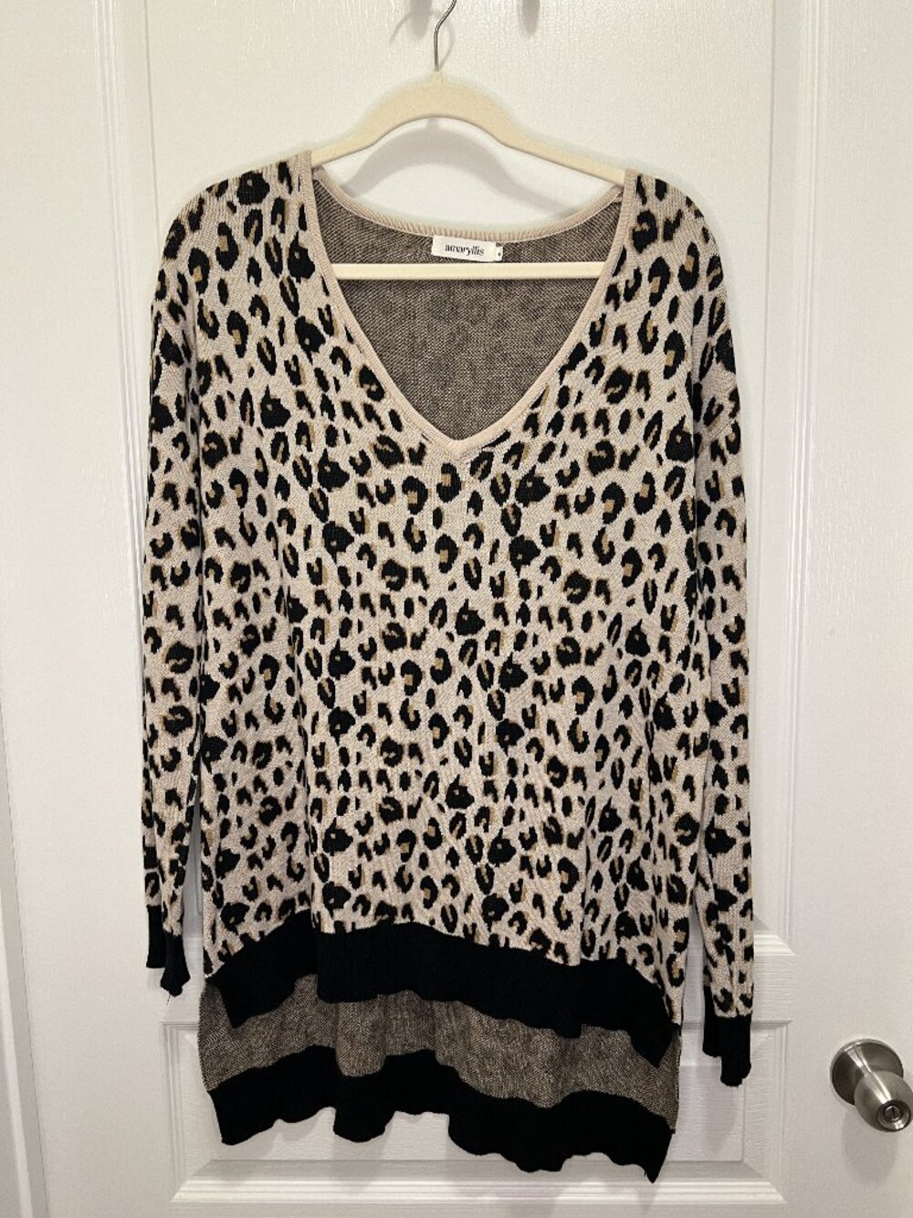 Leopard Print V Neck Sweater Animal Print